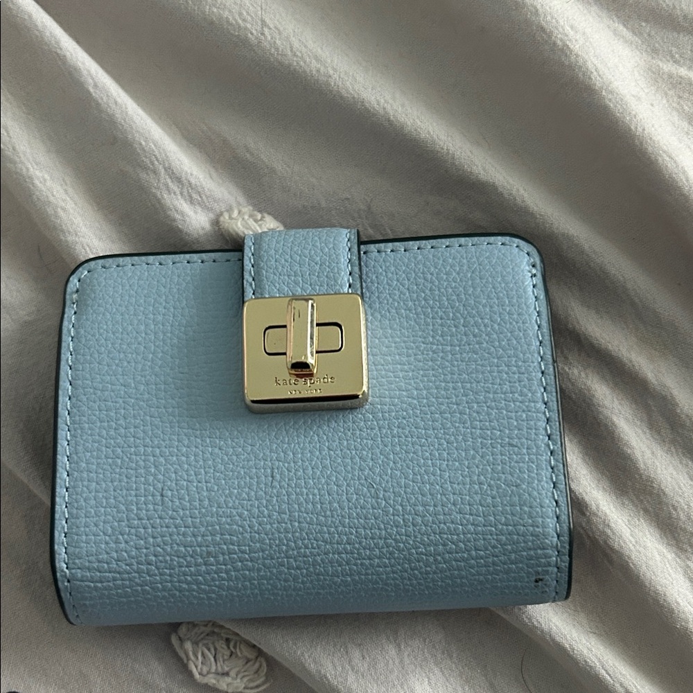 Kate Spade Light Blue Wallet with Gold Clasp